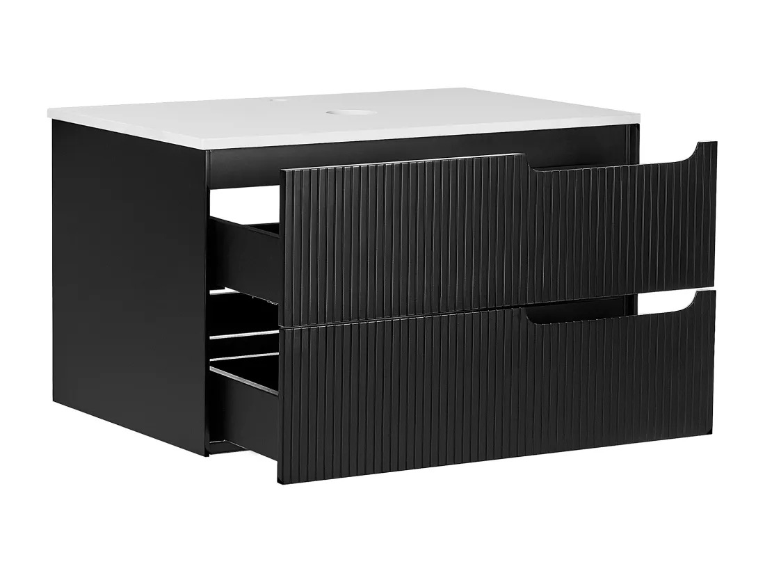 Meuble lavabo mural QUINTELA 80 cm 52 cm 48 cm Noir
