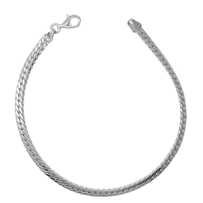 Bracelet Femme Or Blanc - Maille Anglaise