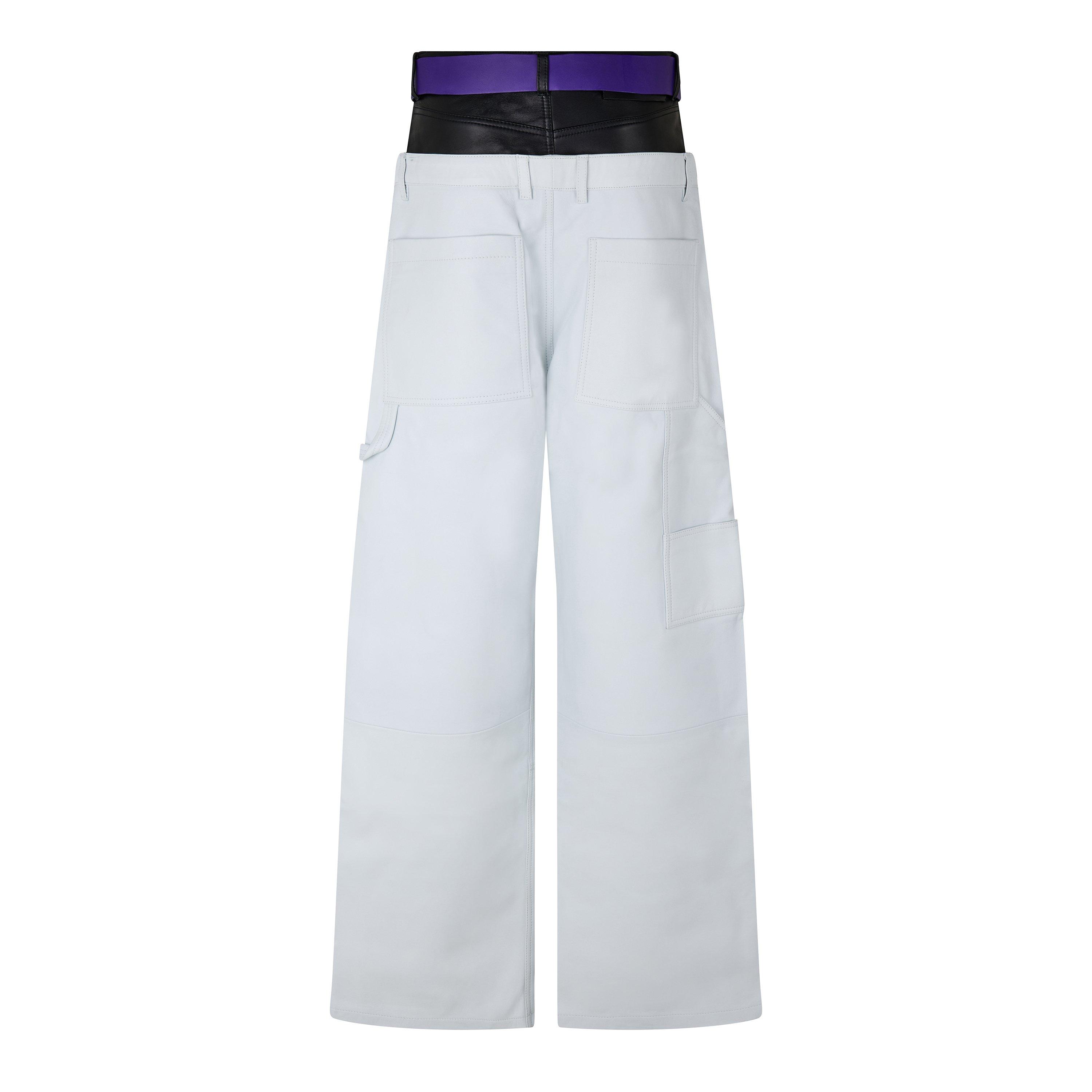 Off White Leather Straight Leg Trousers