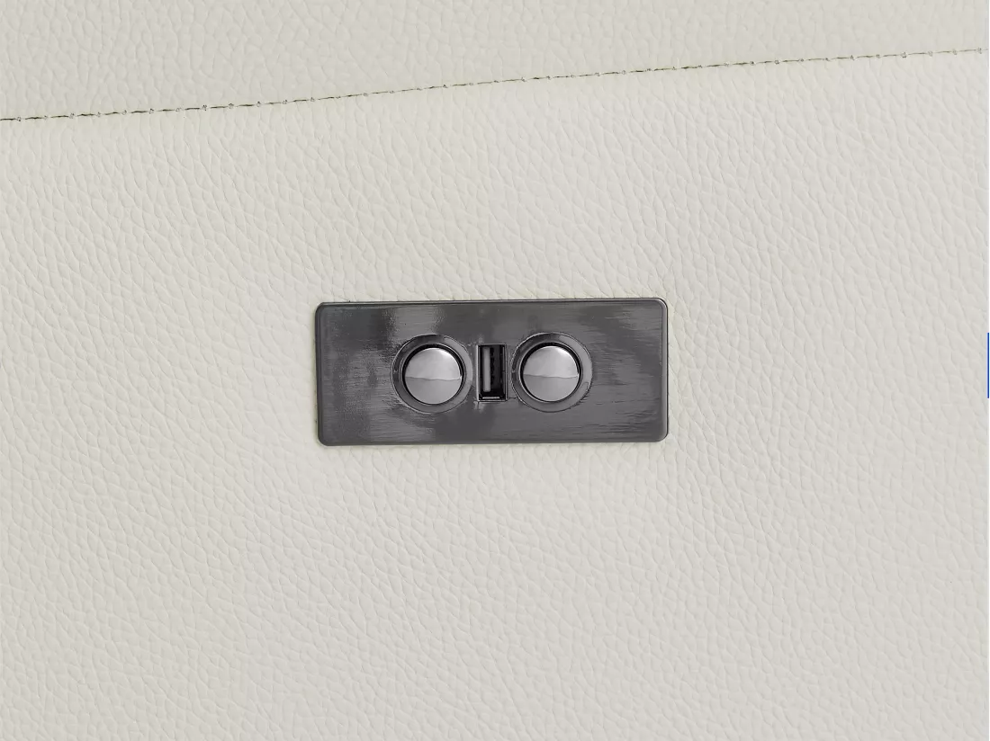 Canapé 3 places et fauteuil relax électrique en cuir de vachette blanc NOMAJO