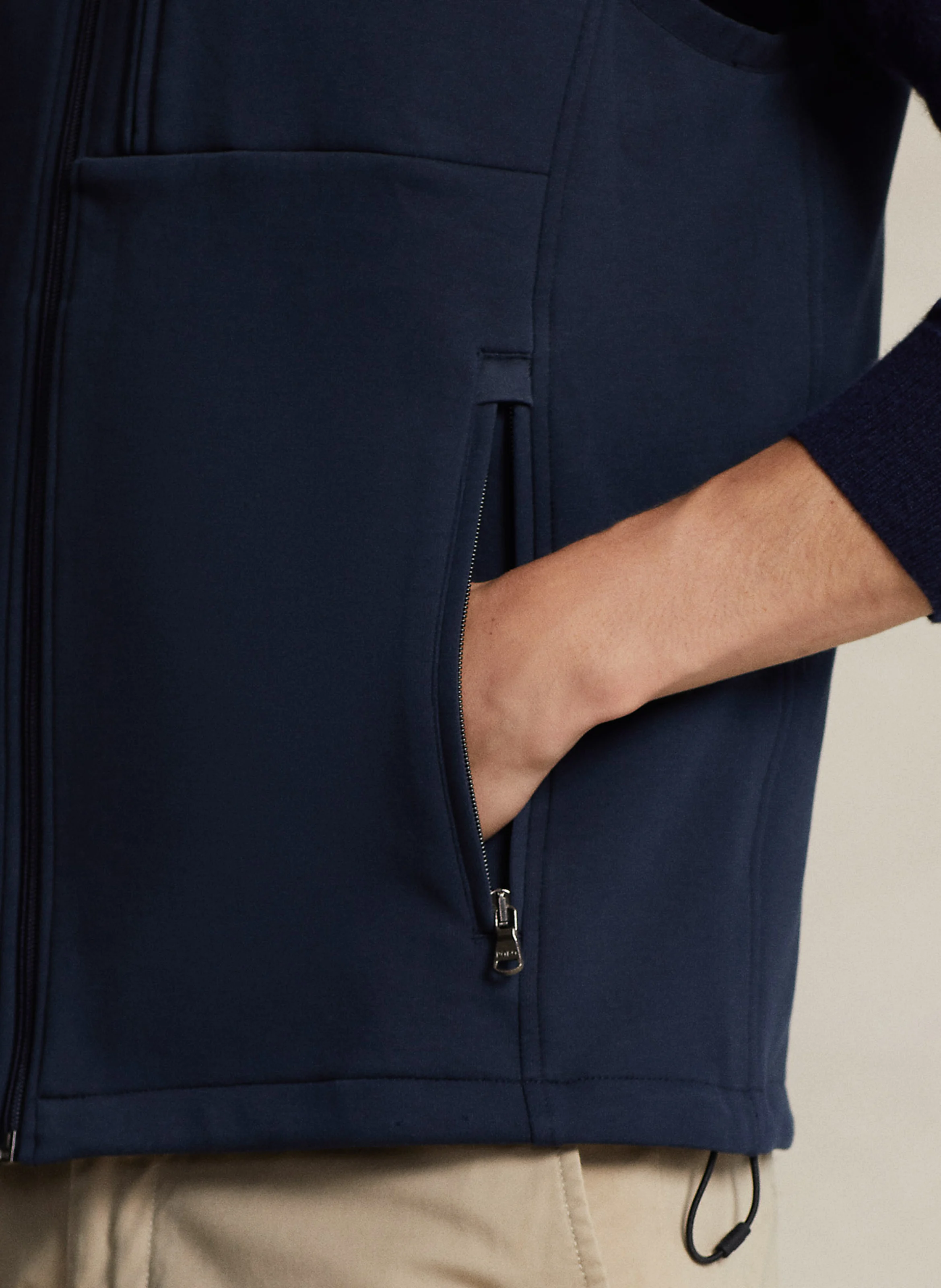 Gilet col montant en coton mélangé | Bleu