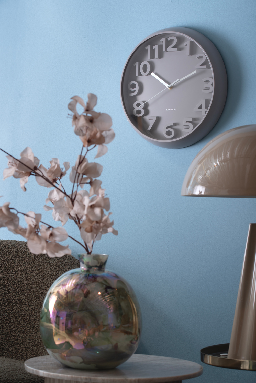 Wandklok Elevated Classic Numbers - Warmgrijs