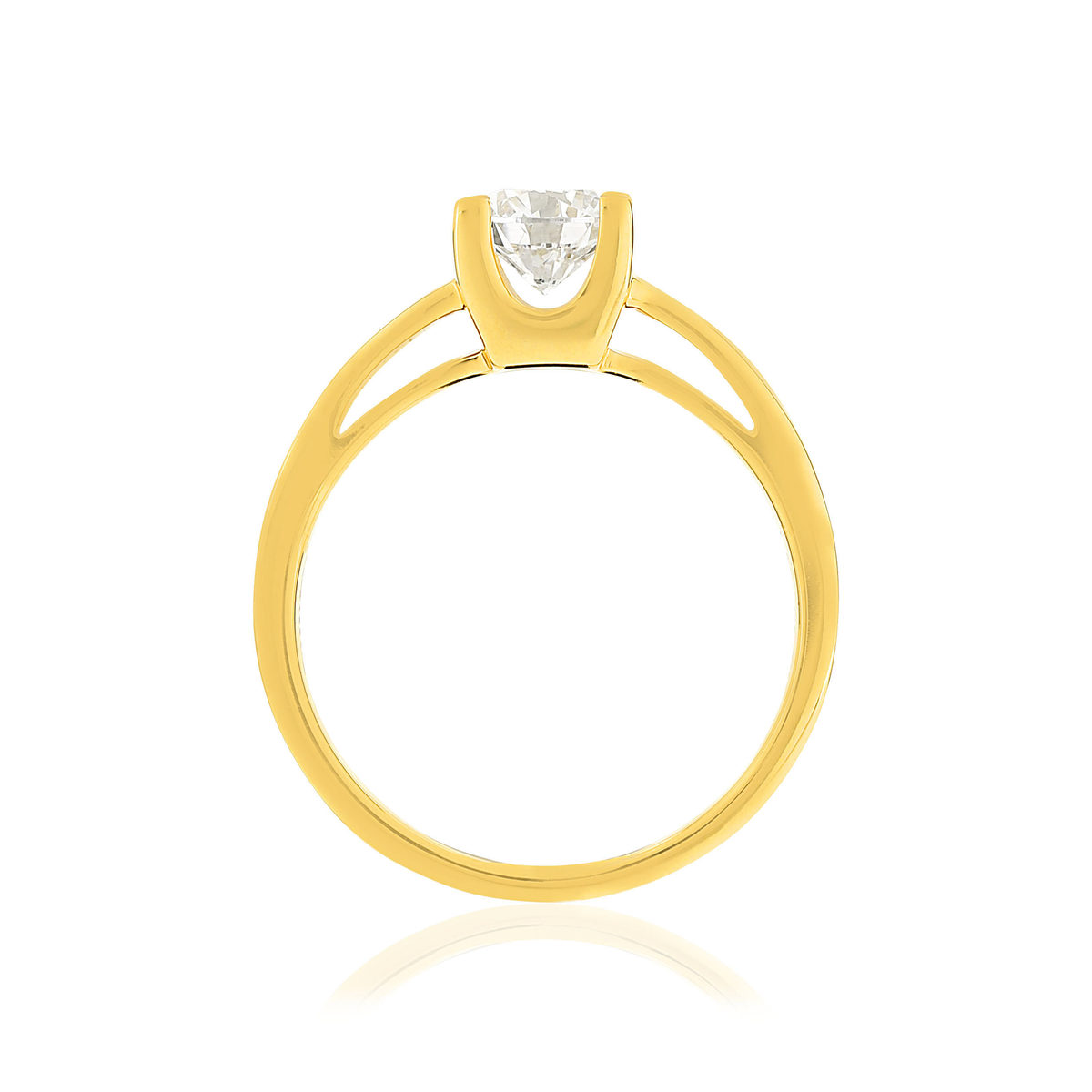 Solitaire or jaune 750 diamant synthétique 0.75 carat