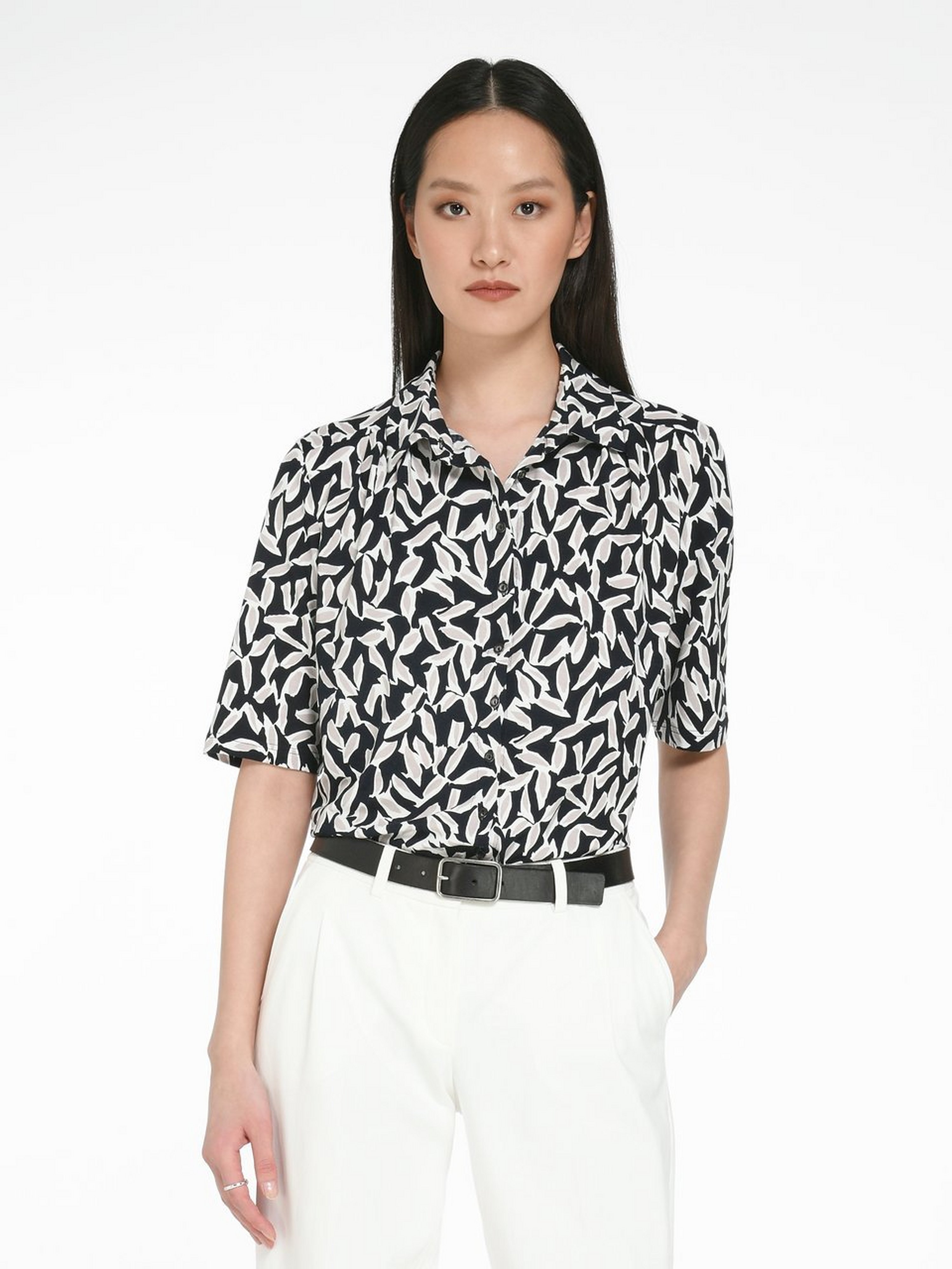Jersey-Bluse mit langem 1/2-Arm