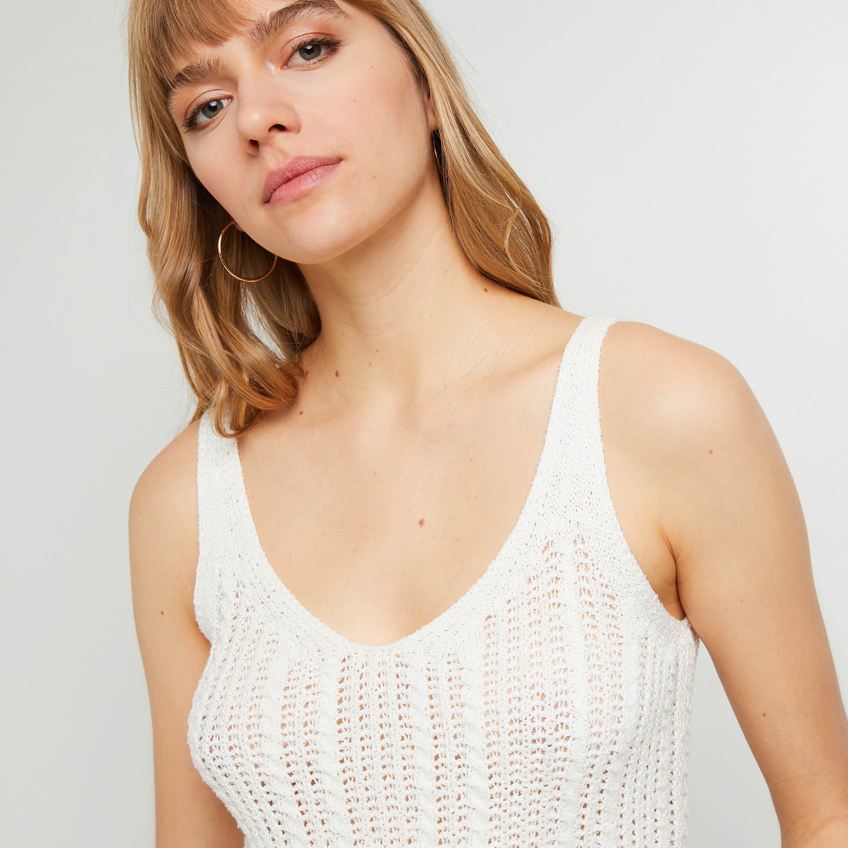 Débardeur ajouré femme - BLANC