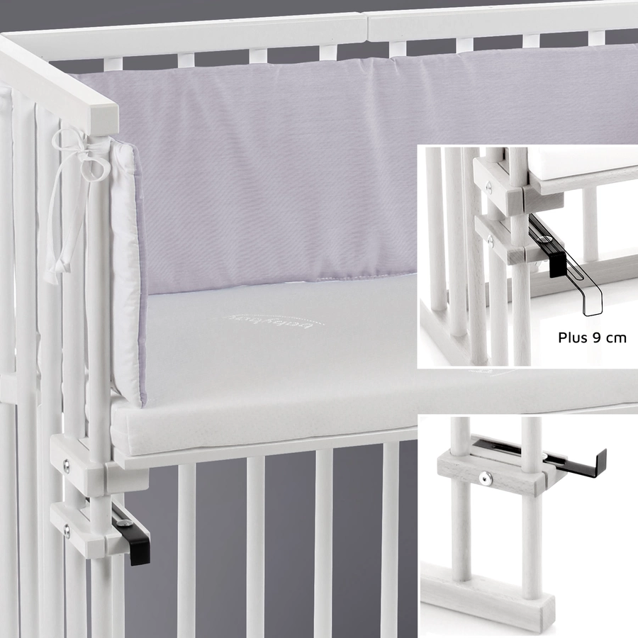 babybay Midi Beistellbett weiß mit Matratze Classic Cotton Soft