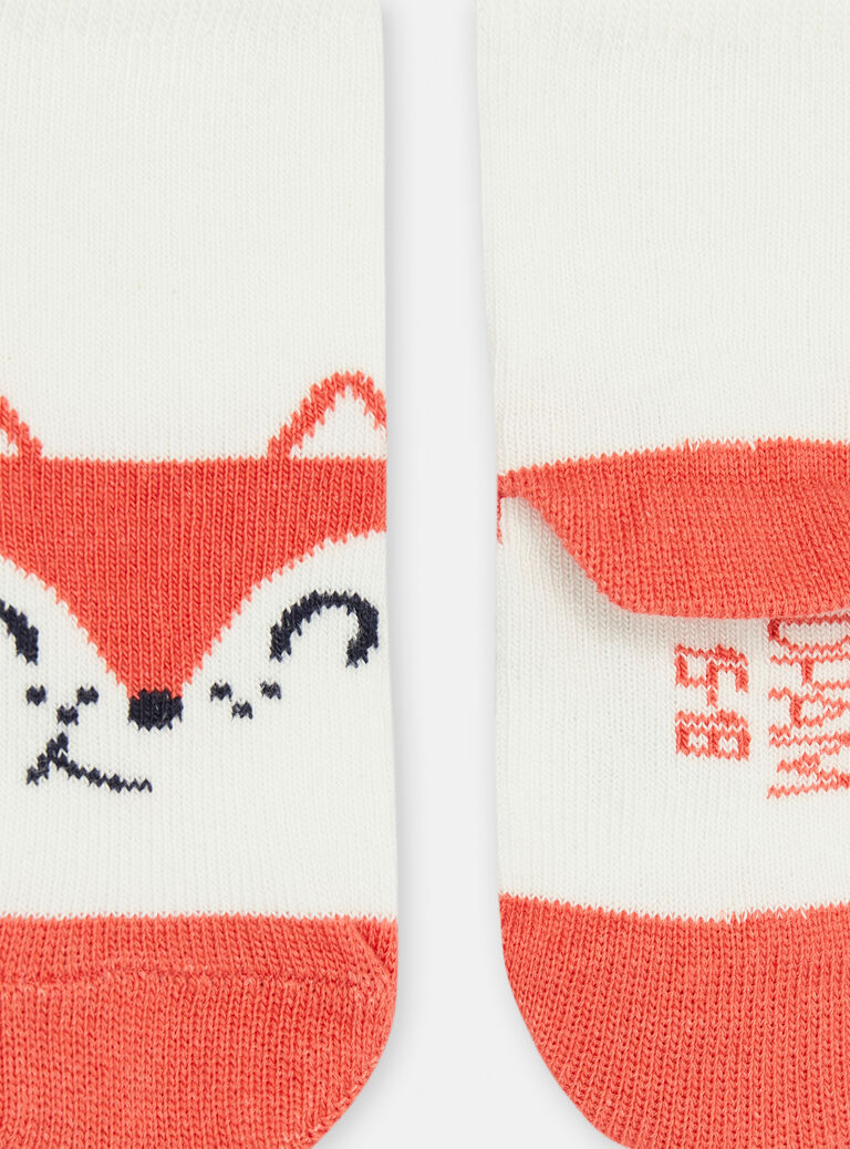 Chaussettes écrues à motif renard