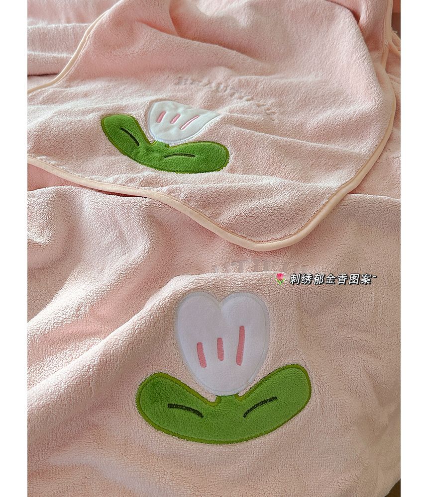 Baburu - Floral Coral Fleece Haarhanddoek / Haardrooghoed / Gezichtshanddoek / Badhanddoek / Badwikkelhanddoek / Set