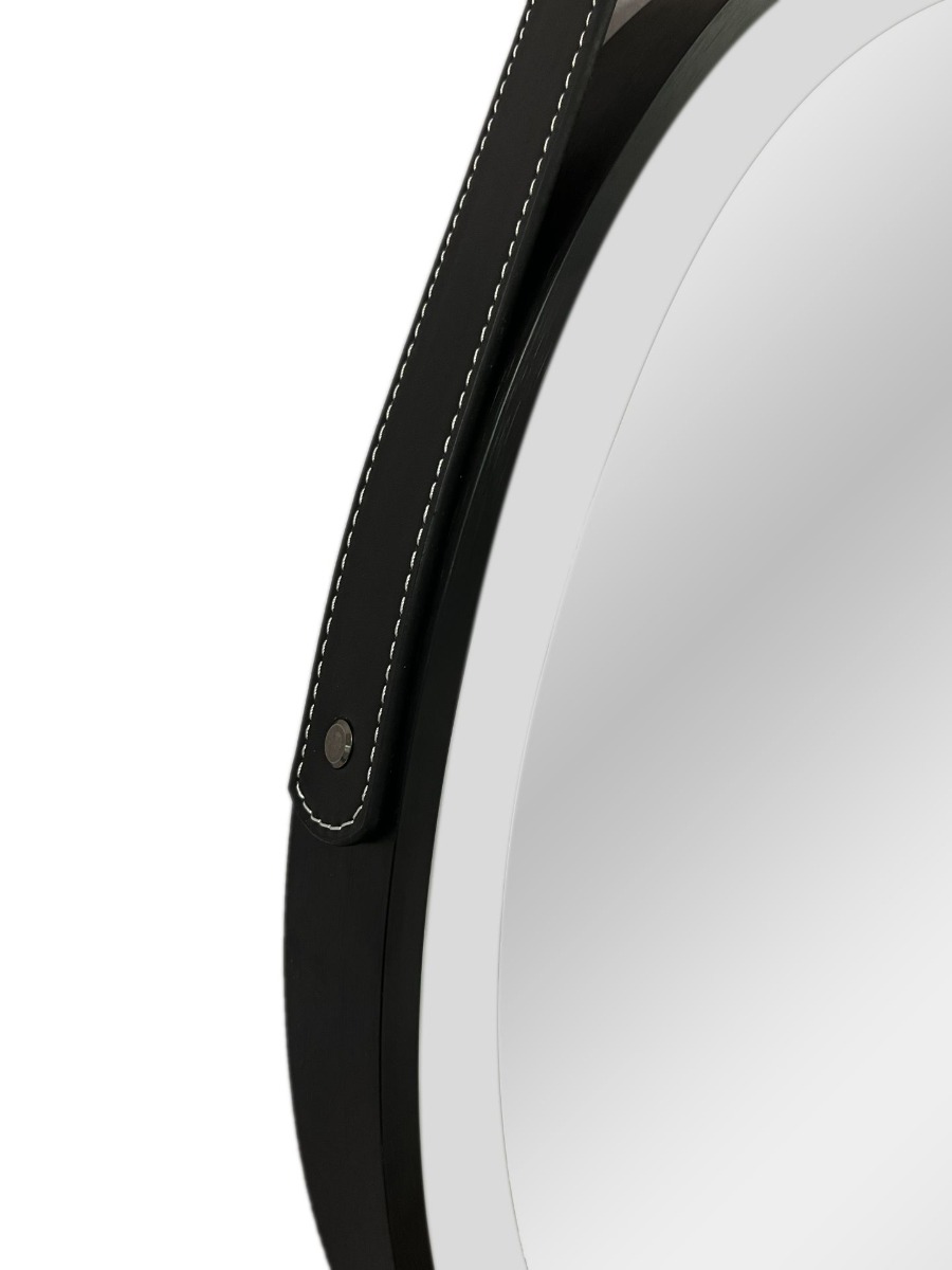 Sanigoods Luna ronde spiegel met verlichting en ophangband 80cm zwart mat