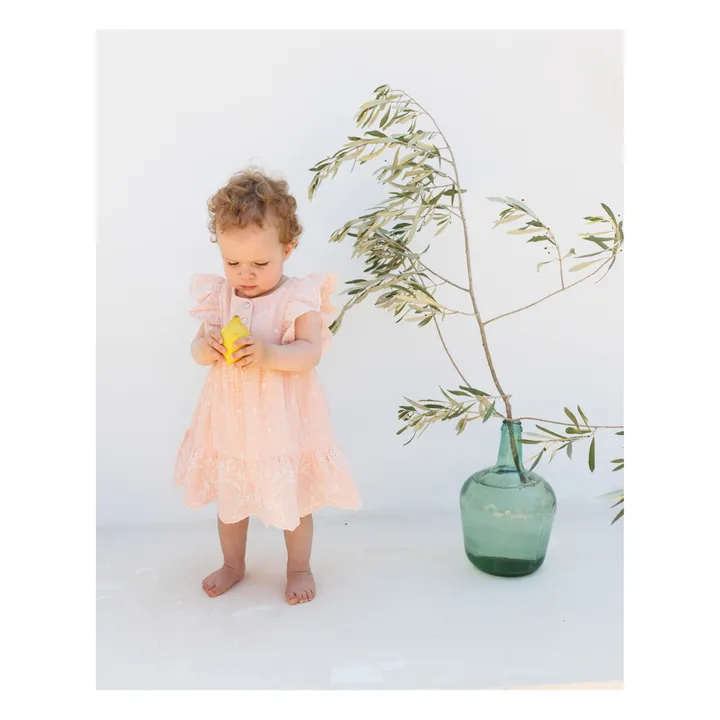 Búho Robe Brodée Mousseline Bébé | Rose pâle