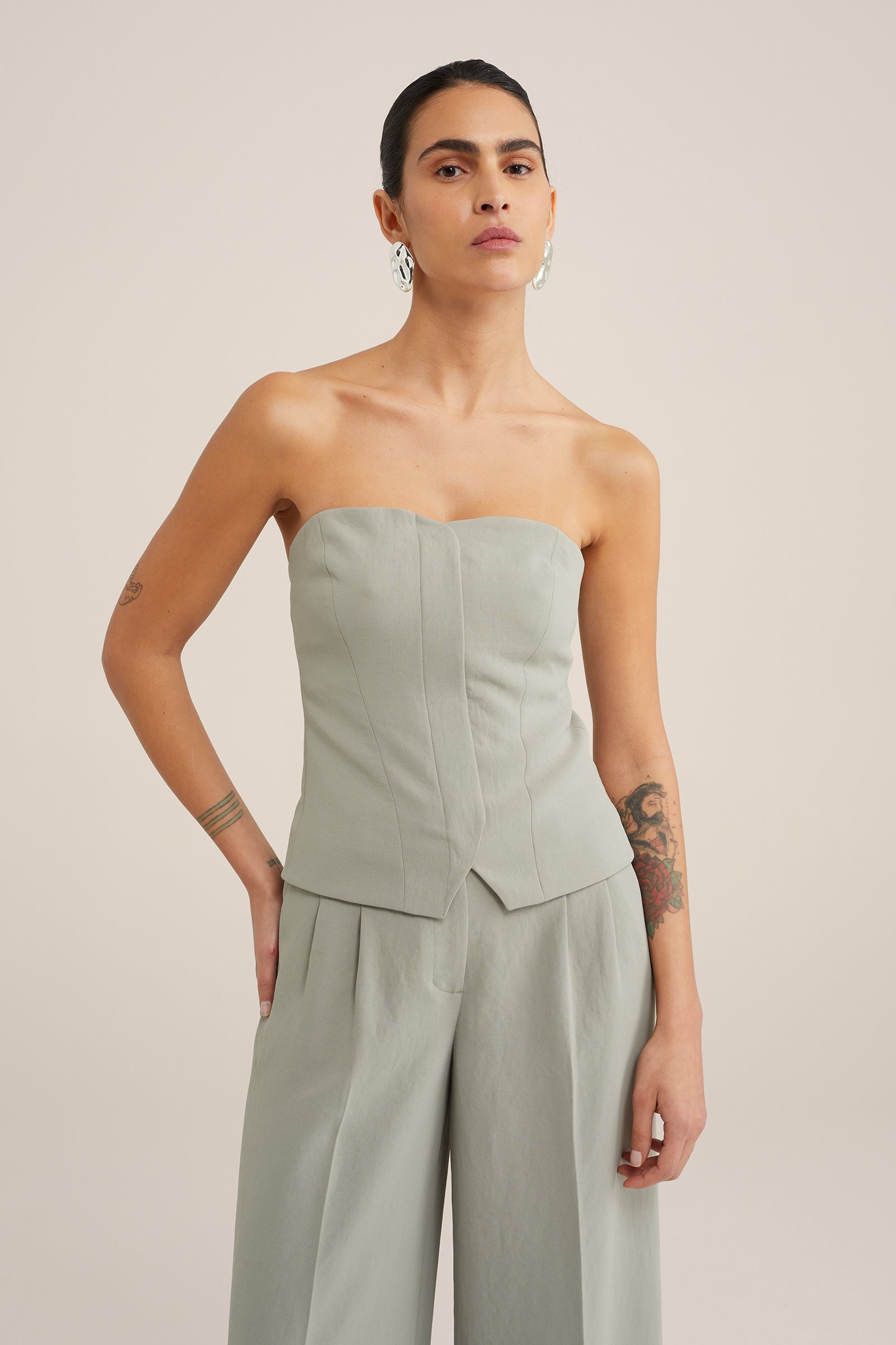 strapless korsettop WE Studio Pastelgroen