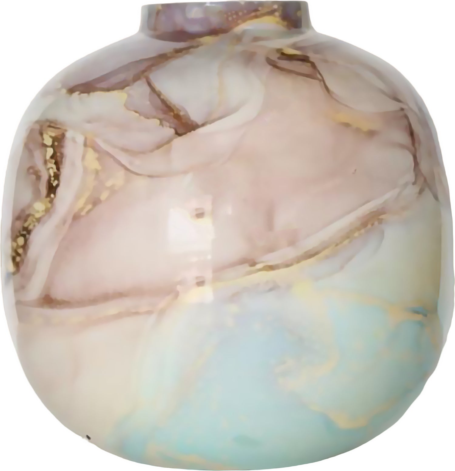 House of Nature vaas Marmer roze / crème / blauw D 30 H 30 cm