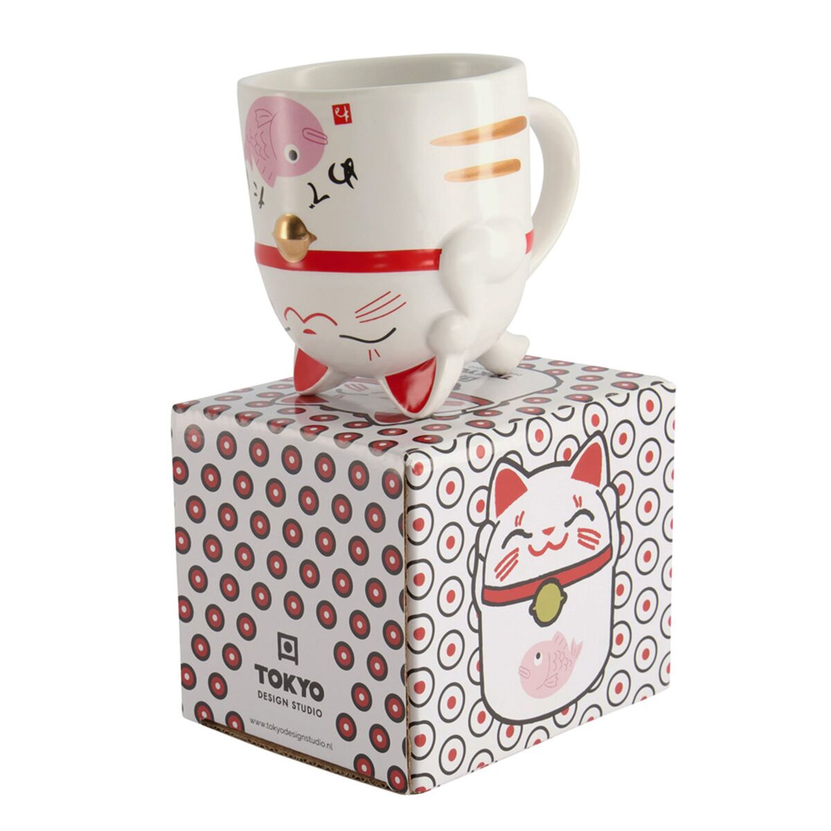 Kawaii Lucky Cat krus, 35 cl, pink