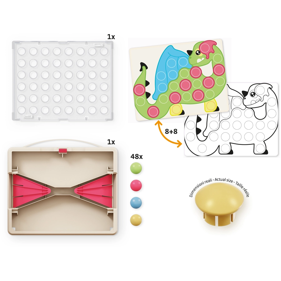 Quercetti PlayEco+ Mosaik-Steckspiel aus recyceltem Kunststoff: FantaColor Junior PlayEco+ (58 Teile)