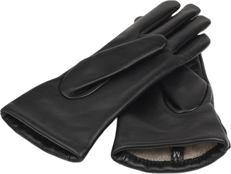 Lovelies SONDRIO - BOW DETAIL LEATHER GLOVES WITH CASHMERE LINING Black