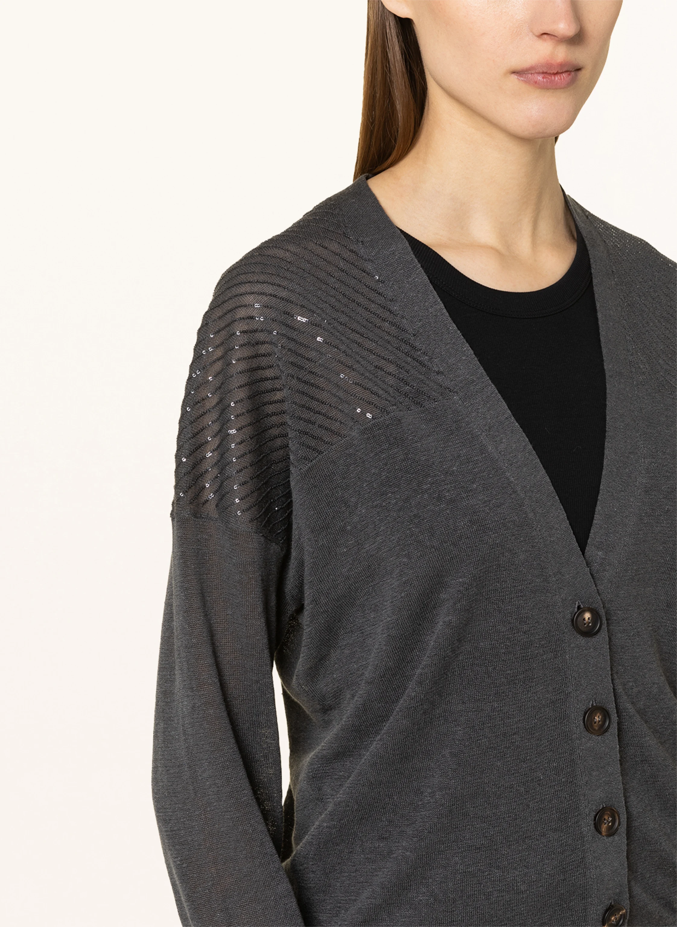 BRUNELLO CUCINELLI Strickjacke aus Leinen mit Pailletten