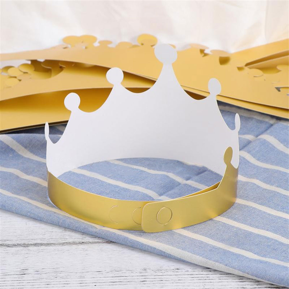 (10er Set) 56x11cm Metallic Party Krone Verstellbare Karton Krone Accessoire - Gold