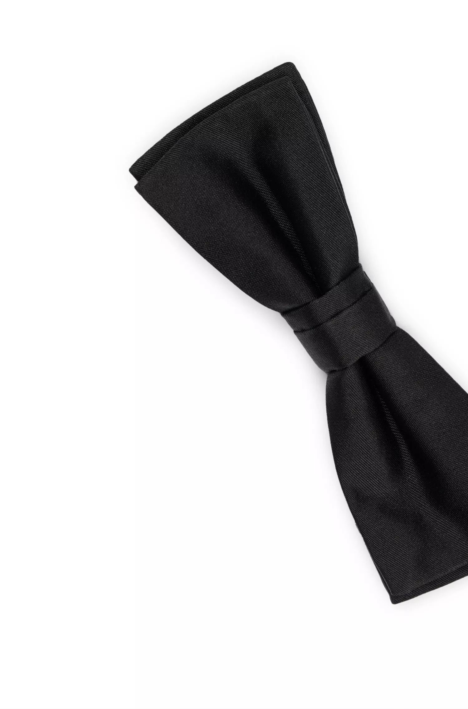 Gravata borboleta BOSS preta, fabricada na Itália, em jacquard de seda.