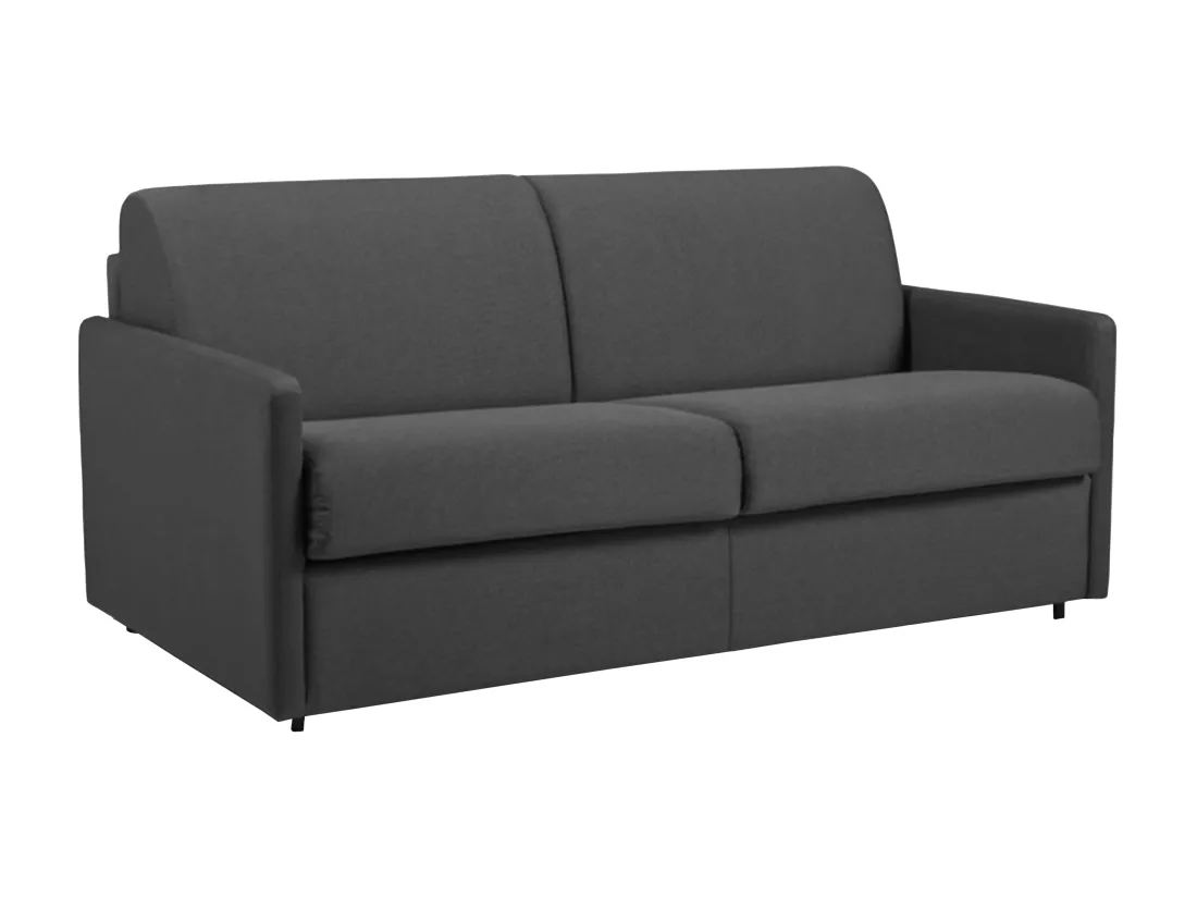 Canapé 3 places convertible express en tissu gris - Couchage 140 cm - Matelas 14 cm CALIFE
