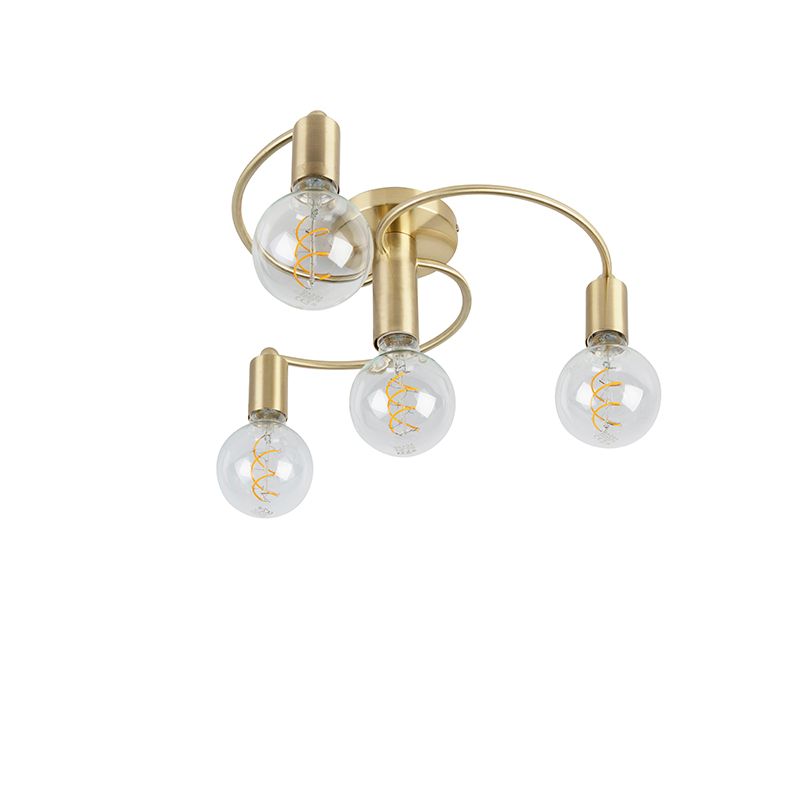 Art Deco plafondlamp messing 4-lichts - Facile