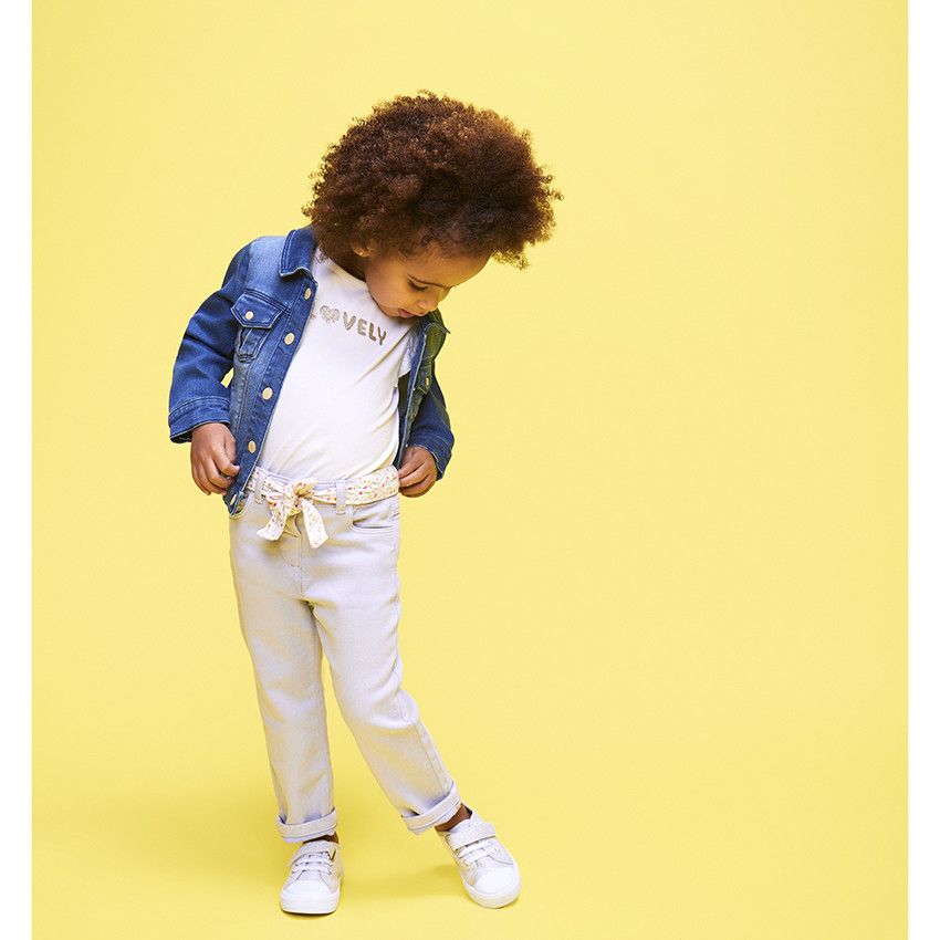 Veste en jean effet délavé pour bébé fille - Bleu moyen