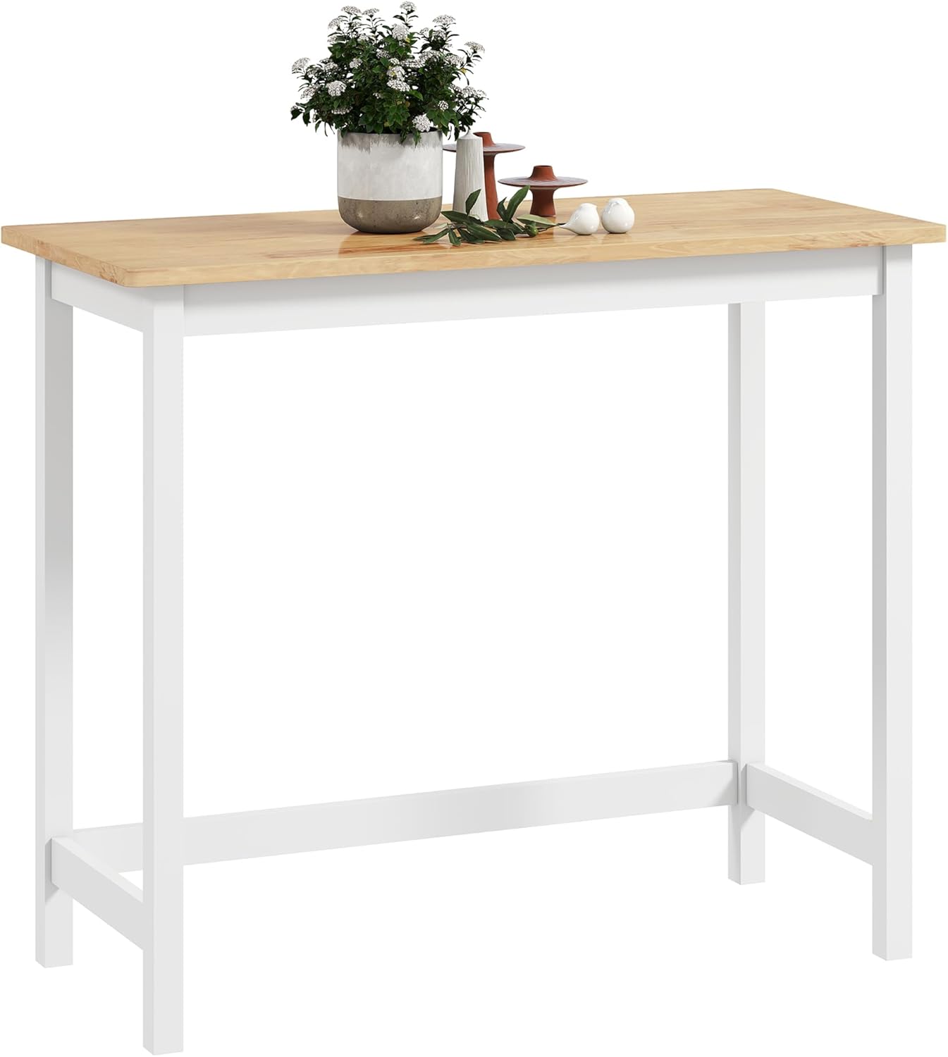 HOMCOM Bartisch Stehtisch mit Holzoptik, Küchentisch aus Massivholz für kleine Räume, Wohnzimmer, Esszimmer, 108 x 48 x 91 cm Eiche