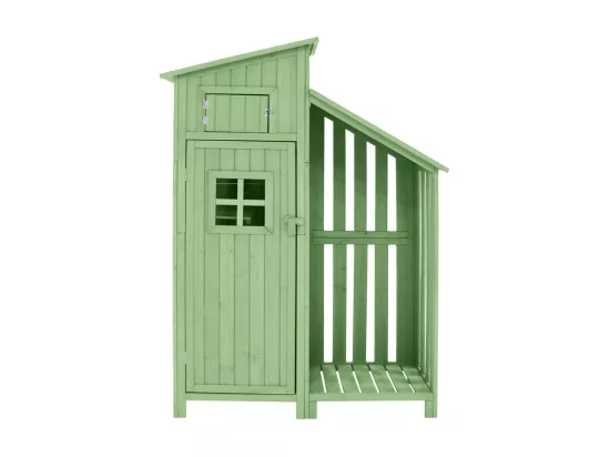 Abri de jardin en bois de sapin - remise à outils avec 2 étagères intégrées - H 173 cm - toit imperméable en PVC - Vert