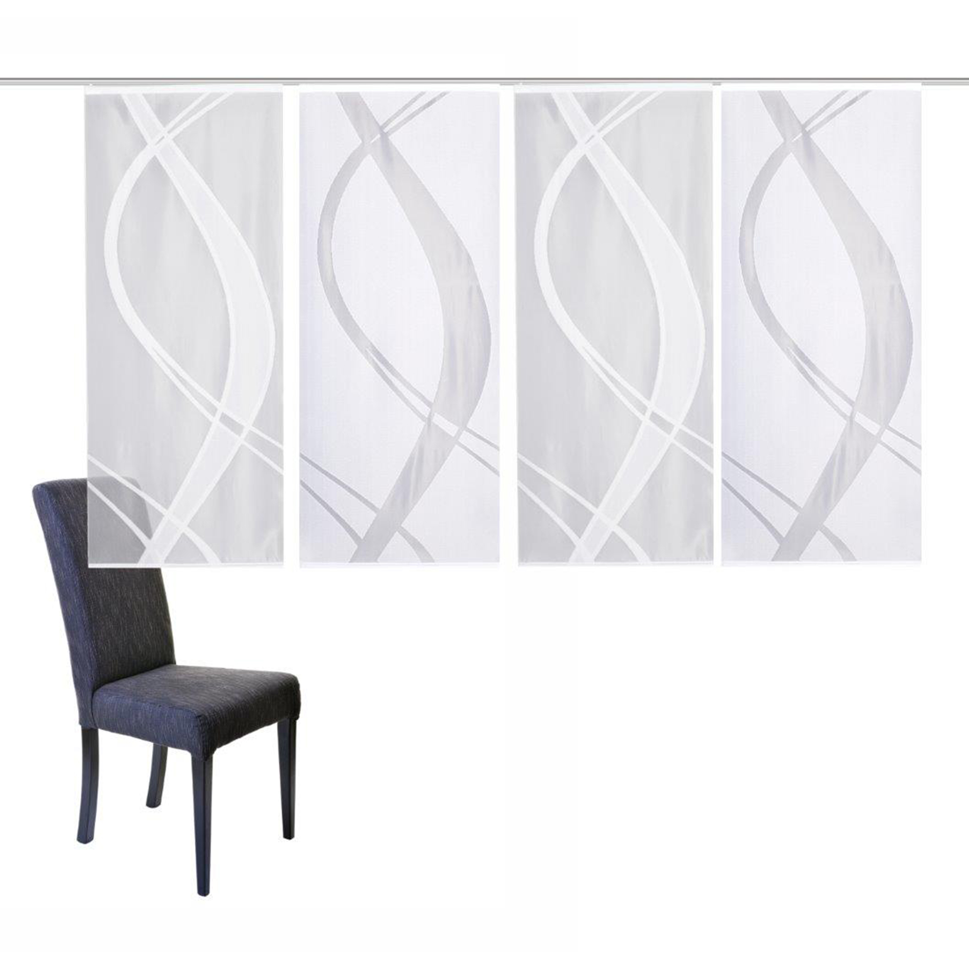 4-teiliges Schiebevorhang-Set TIBASO - transparent-weiß - je 57x145 cm
