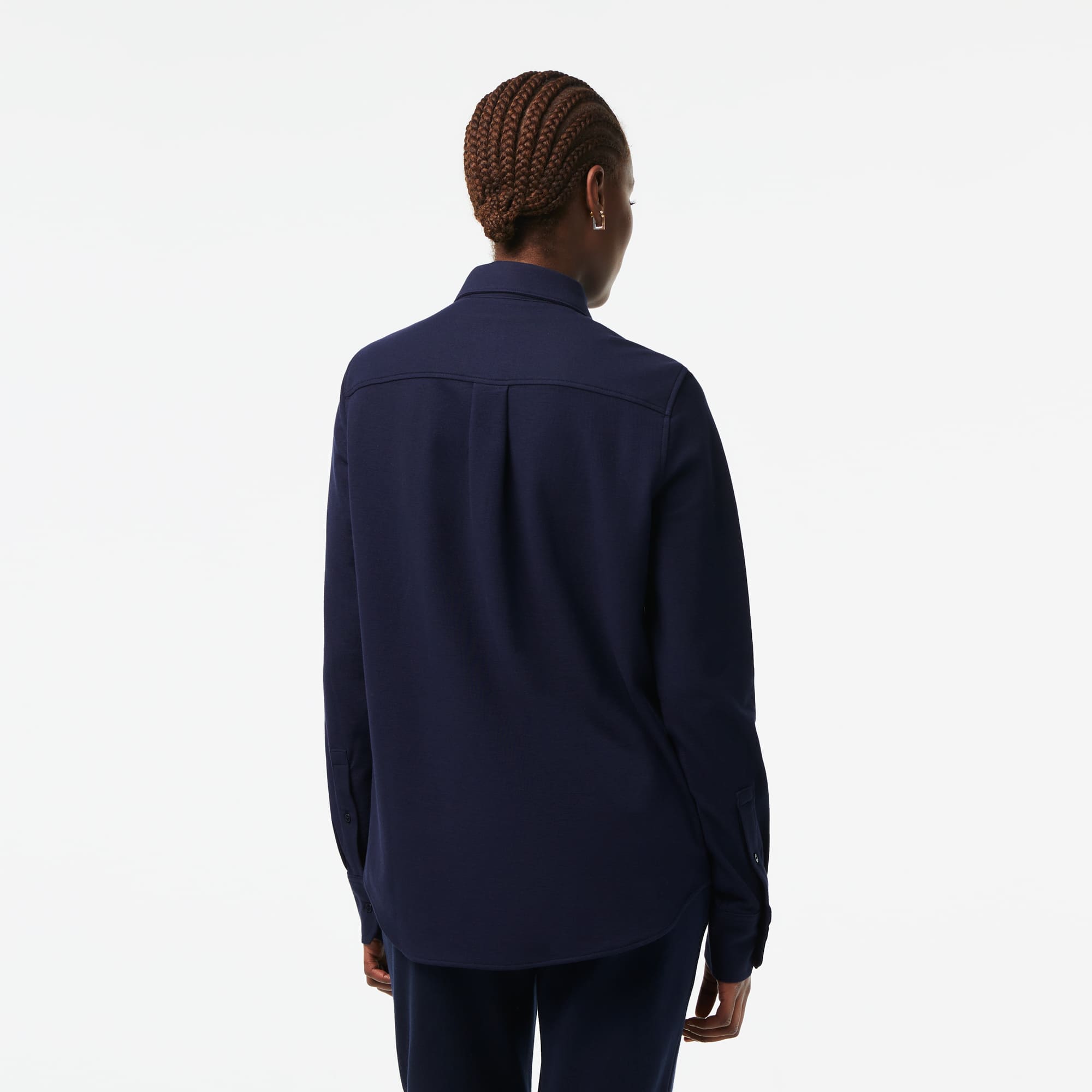 Chemise femme à col français Lacoste en piqué de coton Chemises & Hauts - Bleu - Lacoste - Femme