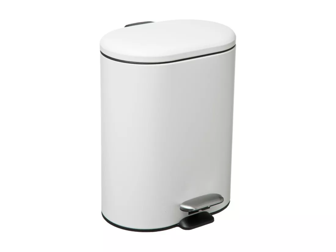 Poubelle de salle de bain en métal Blanc Soft Close 6 L