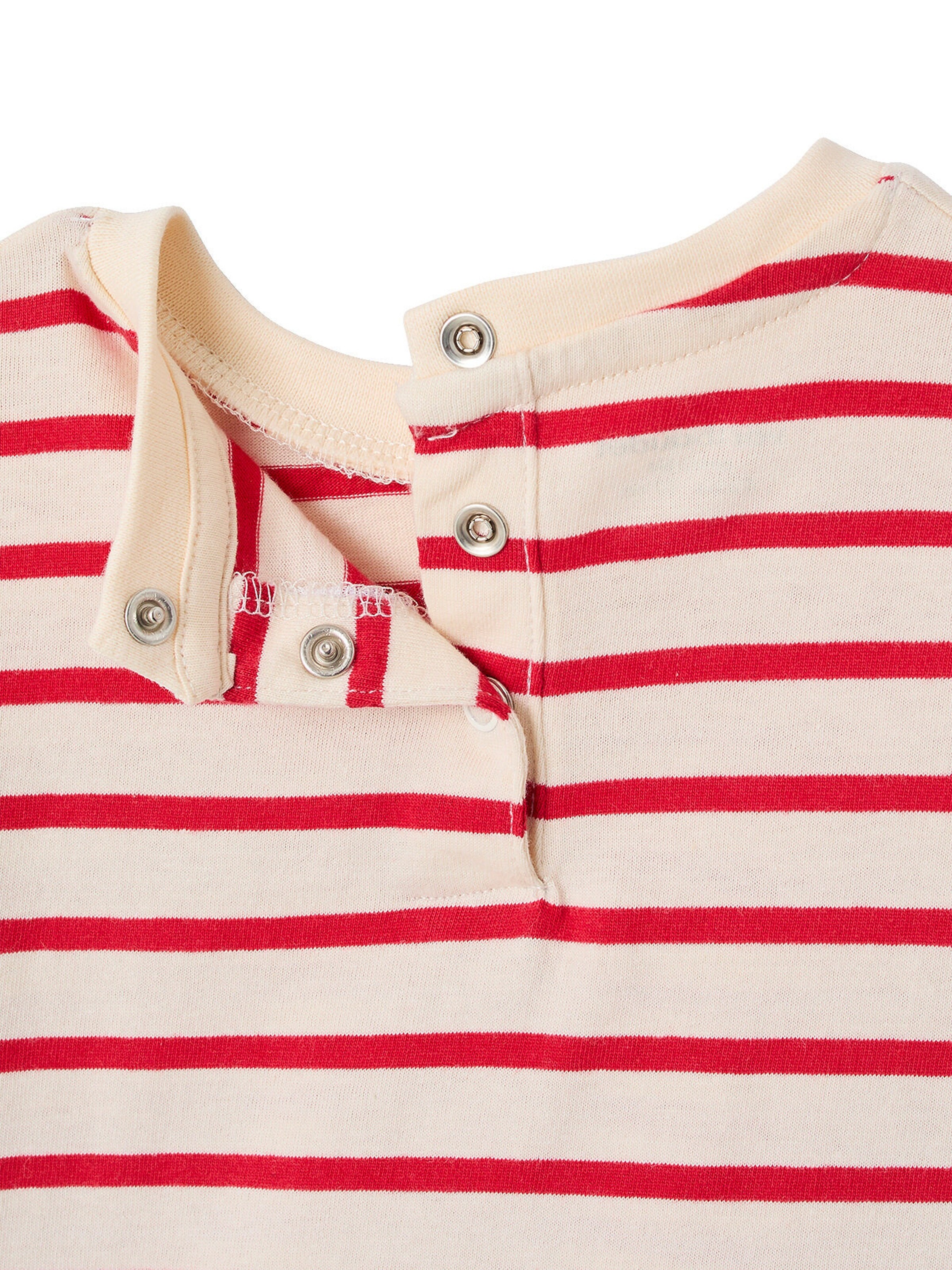 Vertbaudet Bio-Kollektion: Gestreiftes Baby Shirt mit Druckknöpfen hinten rot