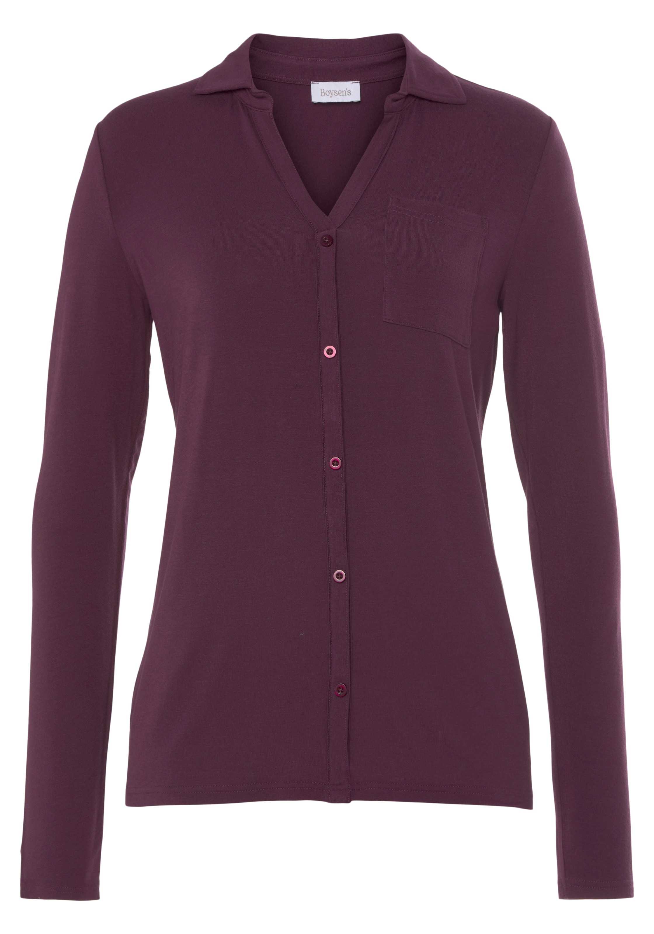 Boysen's Langarmshirt , langärmel,  figurbetonter Schnitt,  Blusenkragen