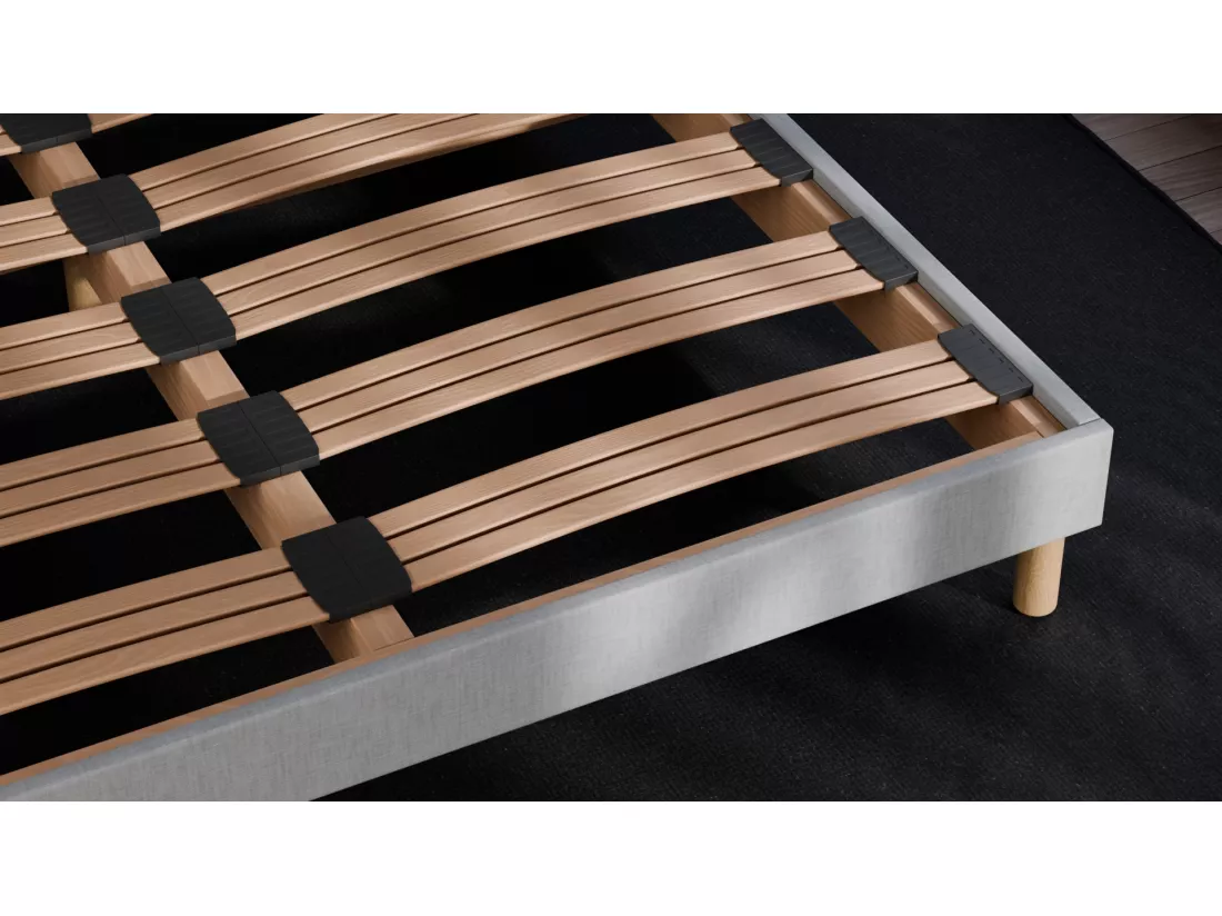 Sommier à Latte 180x200 cm - Bois Épicéa Structure Solide et Durable Haute Qualité - Gris Clair - Silencieux, Confortable et Résistant - Douce Lune