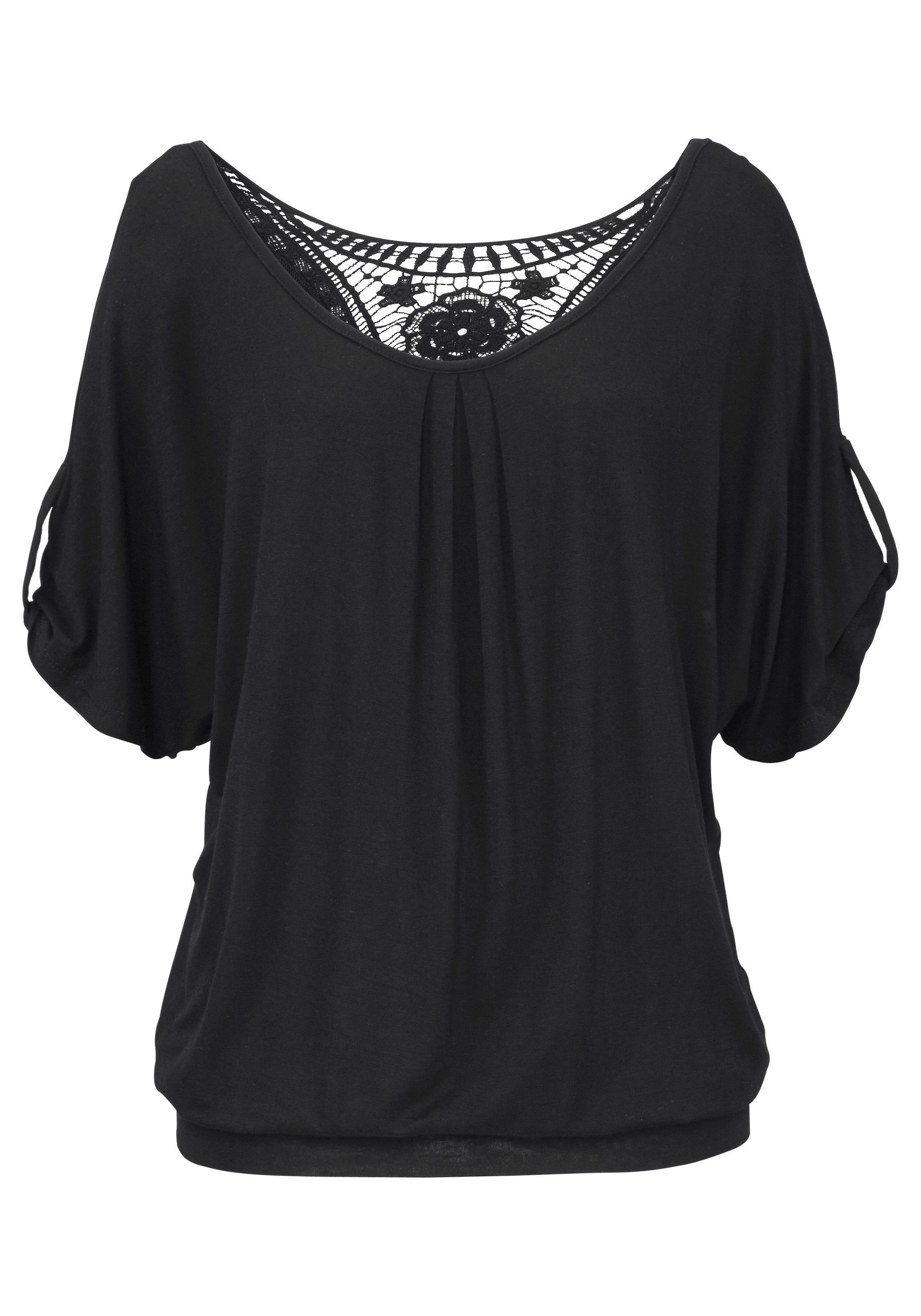LASCANA Strandshirt mit Häkeleinsatz am Rücken, T-Shirt, weite Passform, luftig und locker