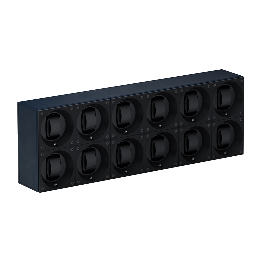 SwissKubik Masterbox Leder Marineblau - 12 Uhren