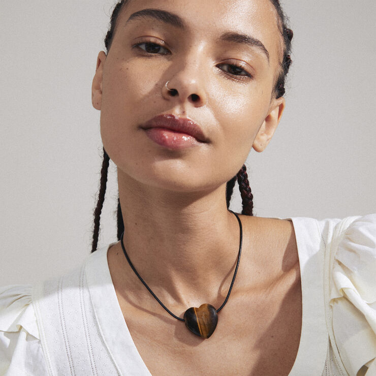 Pilgrim STAY tiger eye necklace silver-plated Sølv