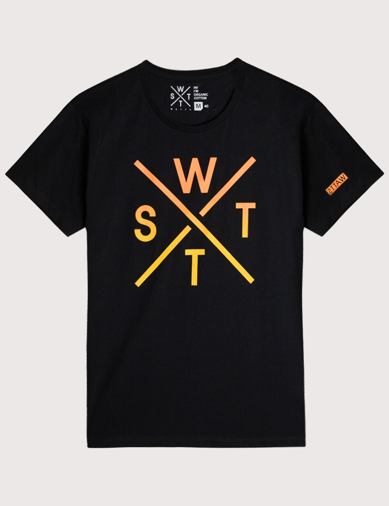 WATTS T-SHIRT NOIR MANCHES COURTES GRAND LOGO