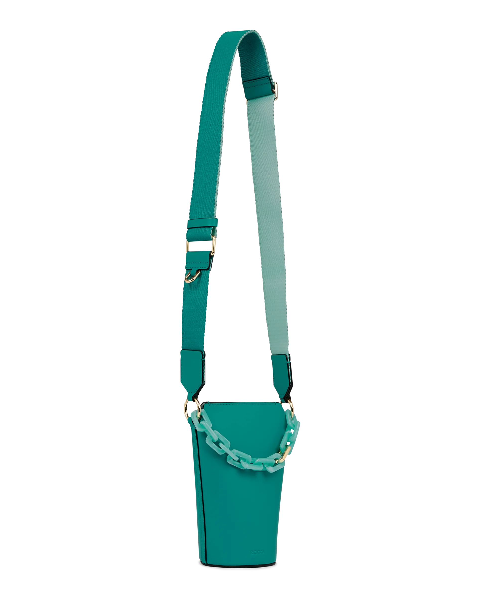 ECCO Pot Bag Umhängetasche aus Leder Grün 20,5X13,5X9,5 cm
