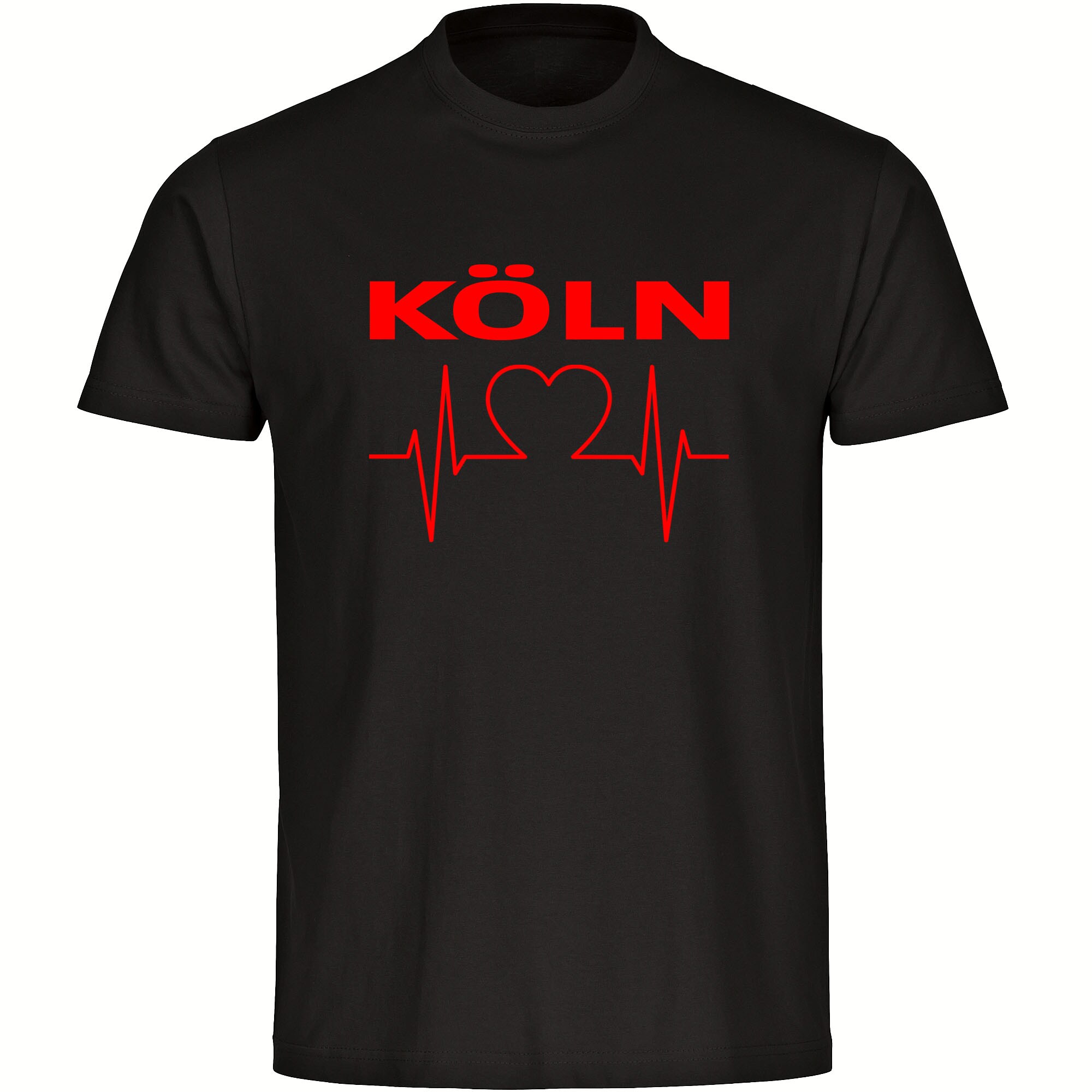 multifanshop® Herren T-Shirt - Köln - Herzschlag - Druck rot