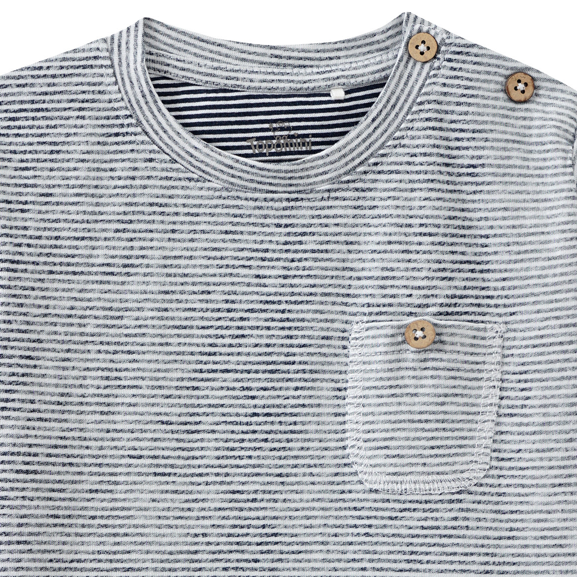 Topomini Baby T-Shirt im Ringel-Look weiss / dunkelgrau