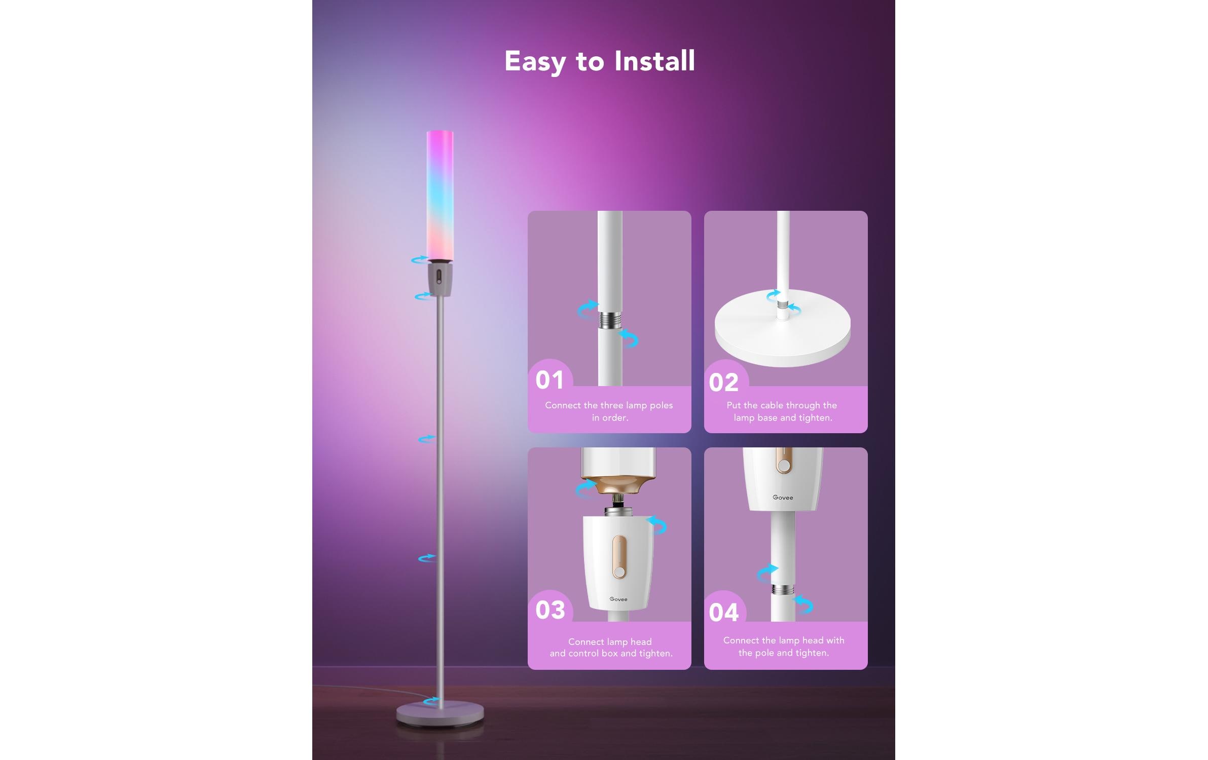 Stehleuchte Cylinder RGBICW Weiss<br>Smarte Stehleuchte