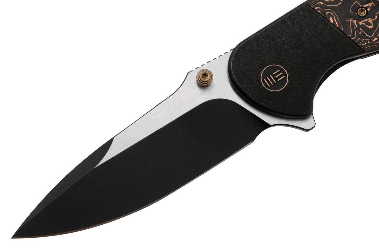 WE Knife Nitro OG WE23035-2 Blackwashed, Satin Flat CPM 20CV, Black Titanium, Copper Foil Carbon Fiber Inlay, zakmes