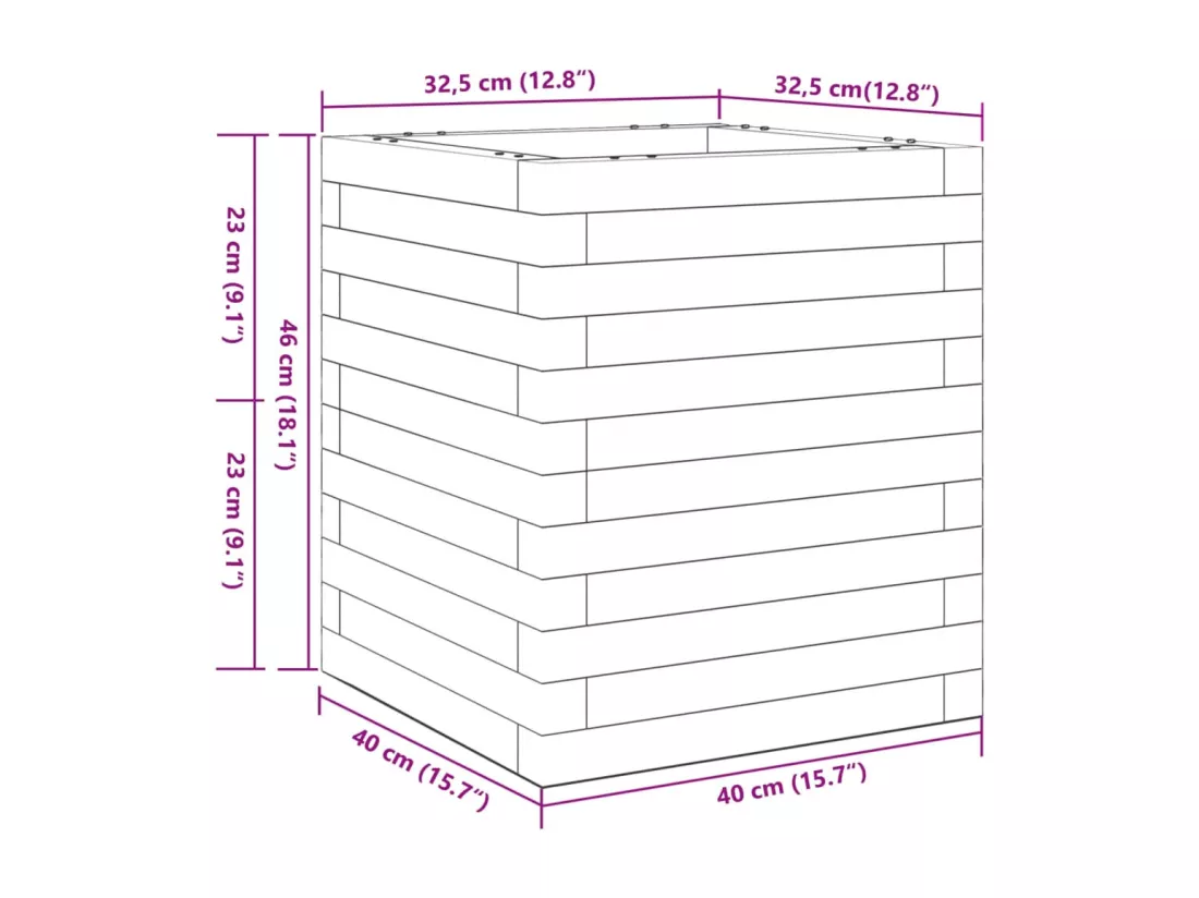 Jardinière bac lit surélevé bois marron 40 x 40 x 46 cm 02_0038454