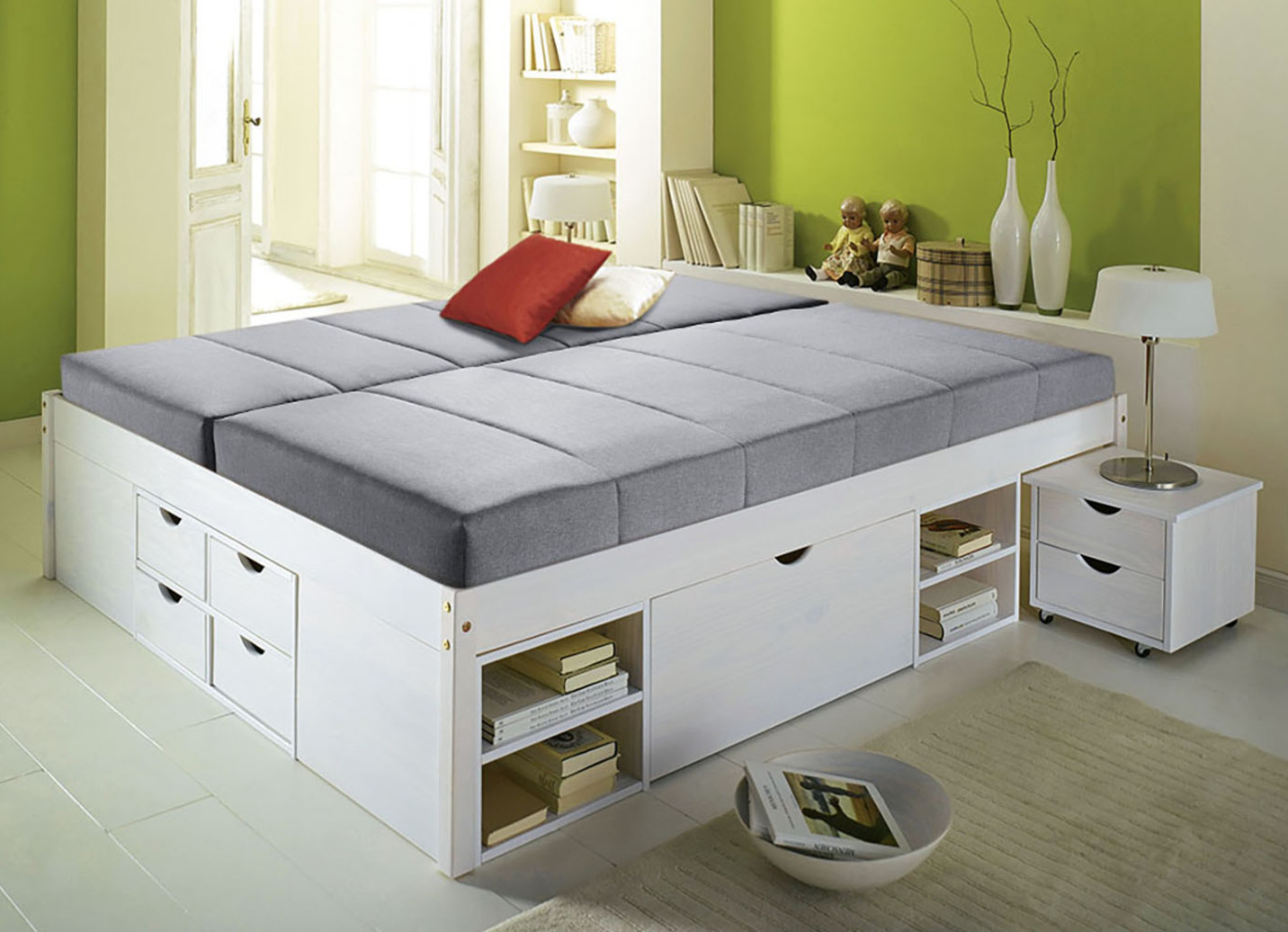 Funktionsbett aus massivem Kiefernholz
