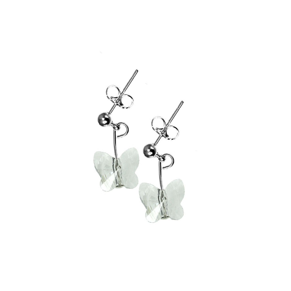 Boucles d'oreilles papillons SC Crystal ornées de Cristaux scintillants