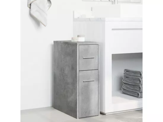 Armoire de salle de bain étroite avec roulettes gris béton
