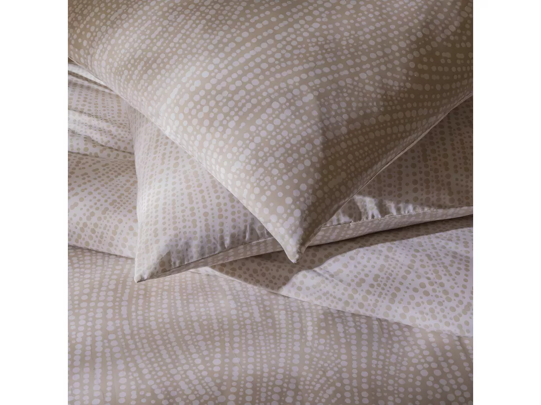 Parure de lit 2 personnes en coton 57 fils imprimé beige 240x220cm