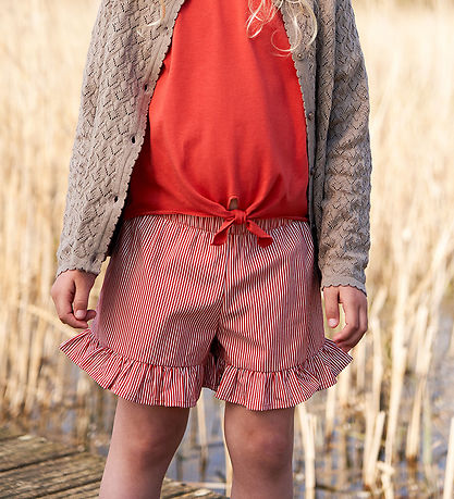 Müsli Shorts - Popeline Stripe Frill - Spülung Cream/Apple Ed