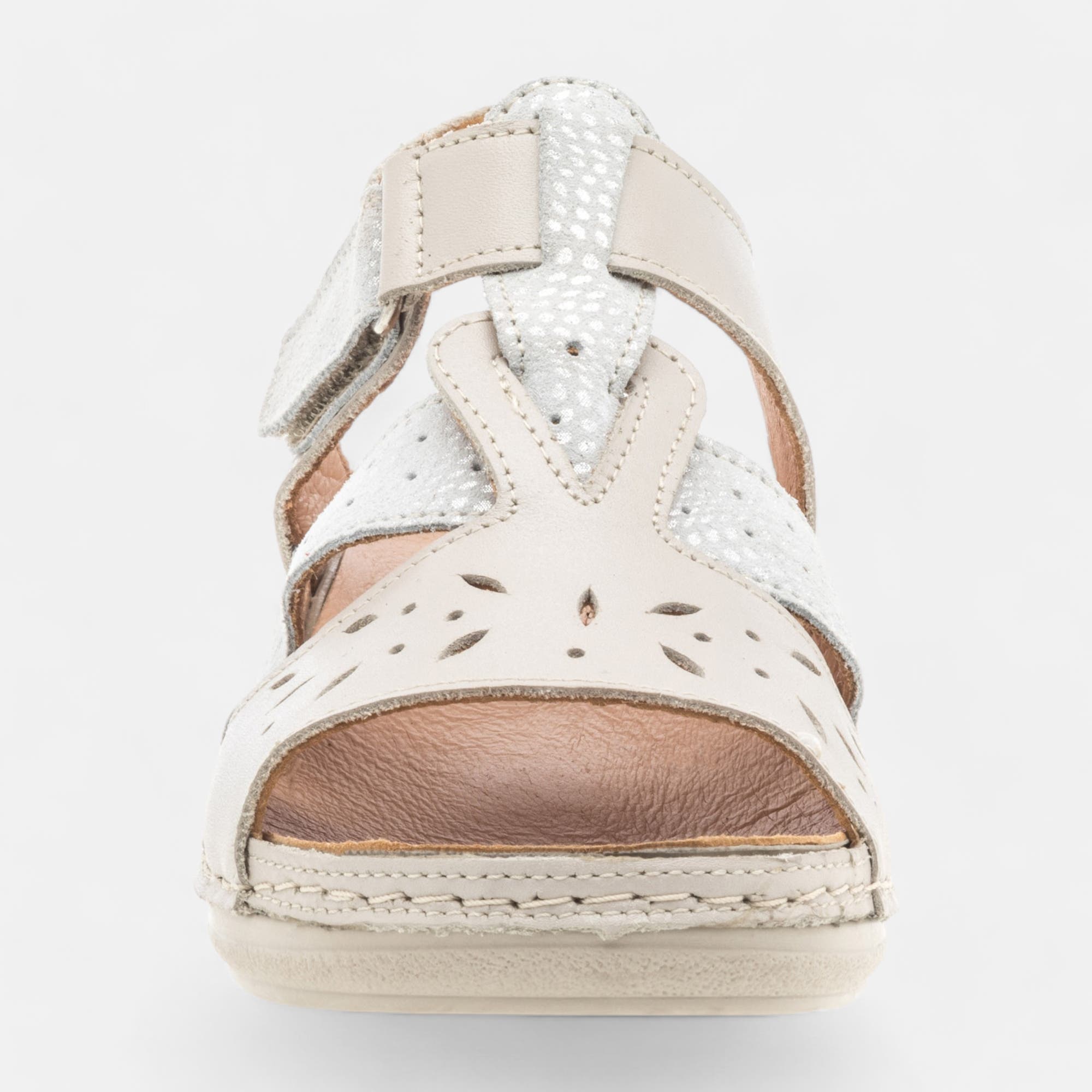 Nu-pieds confort Femme en cuir beige