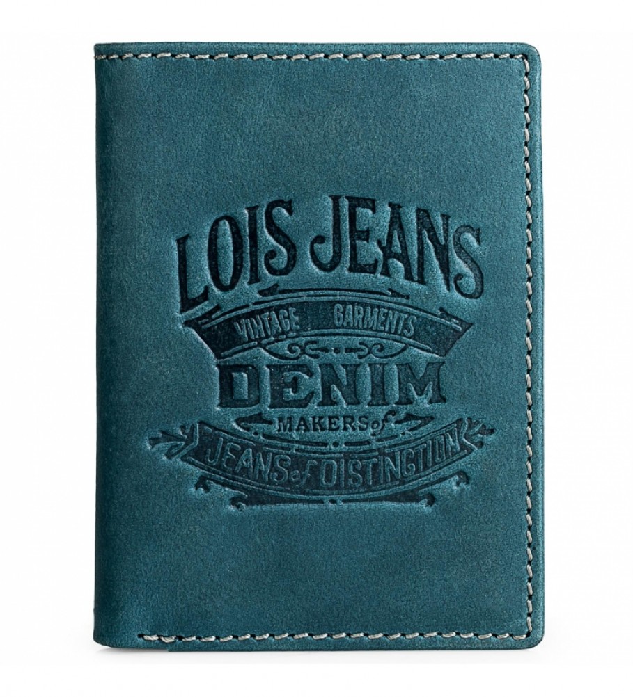 Carteira Lois em couro azul, modelo 2017/18 - 8 x 11 cm -